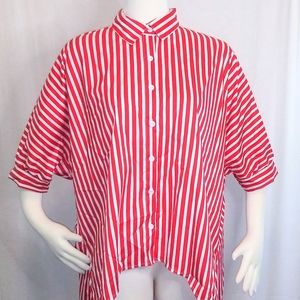 Red Stripe Asymmetrical Blouse
